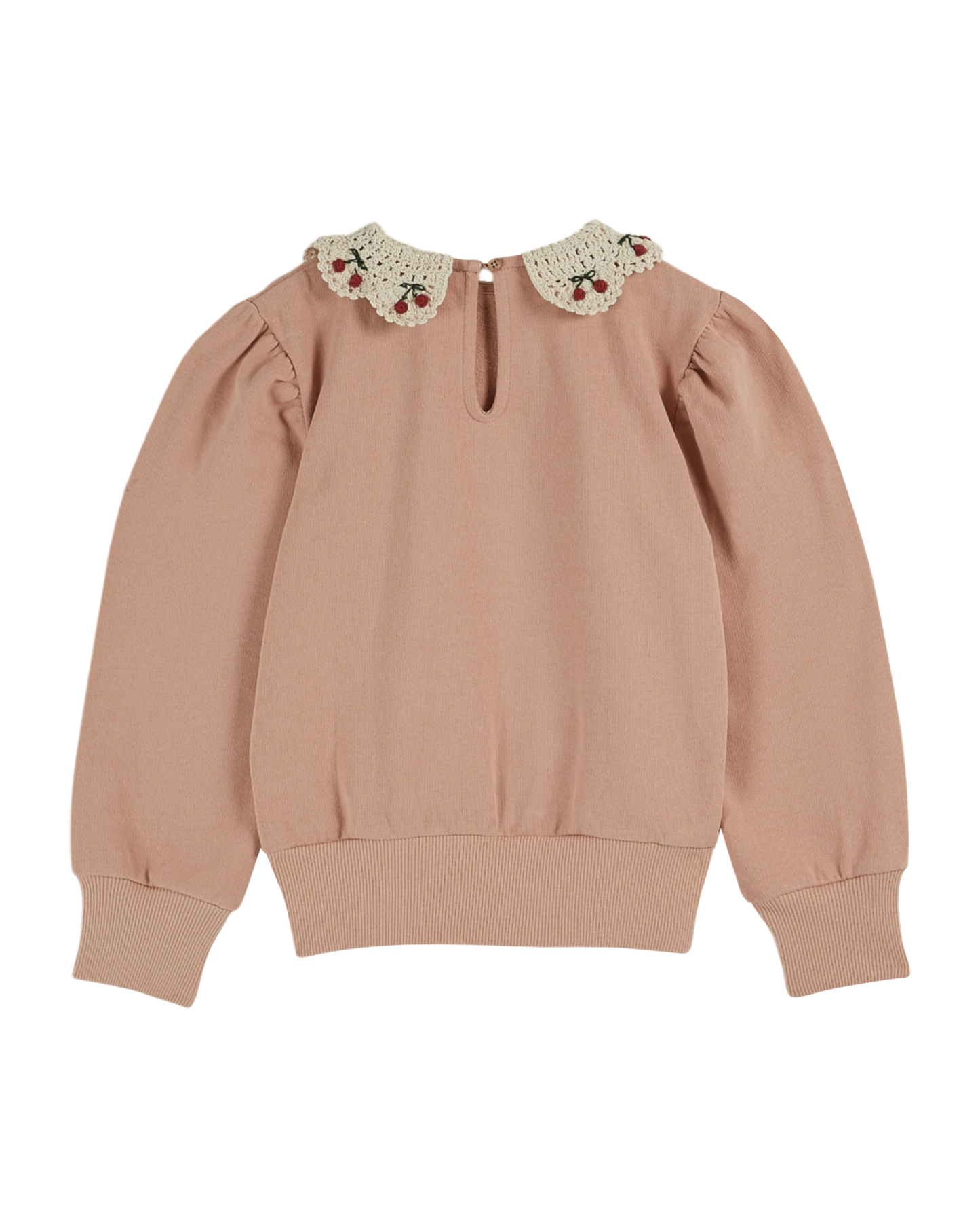 Sweat coton bio col brodé blush