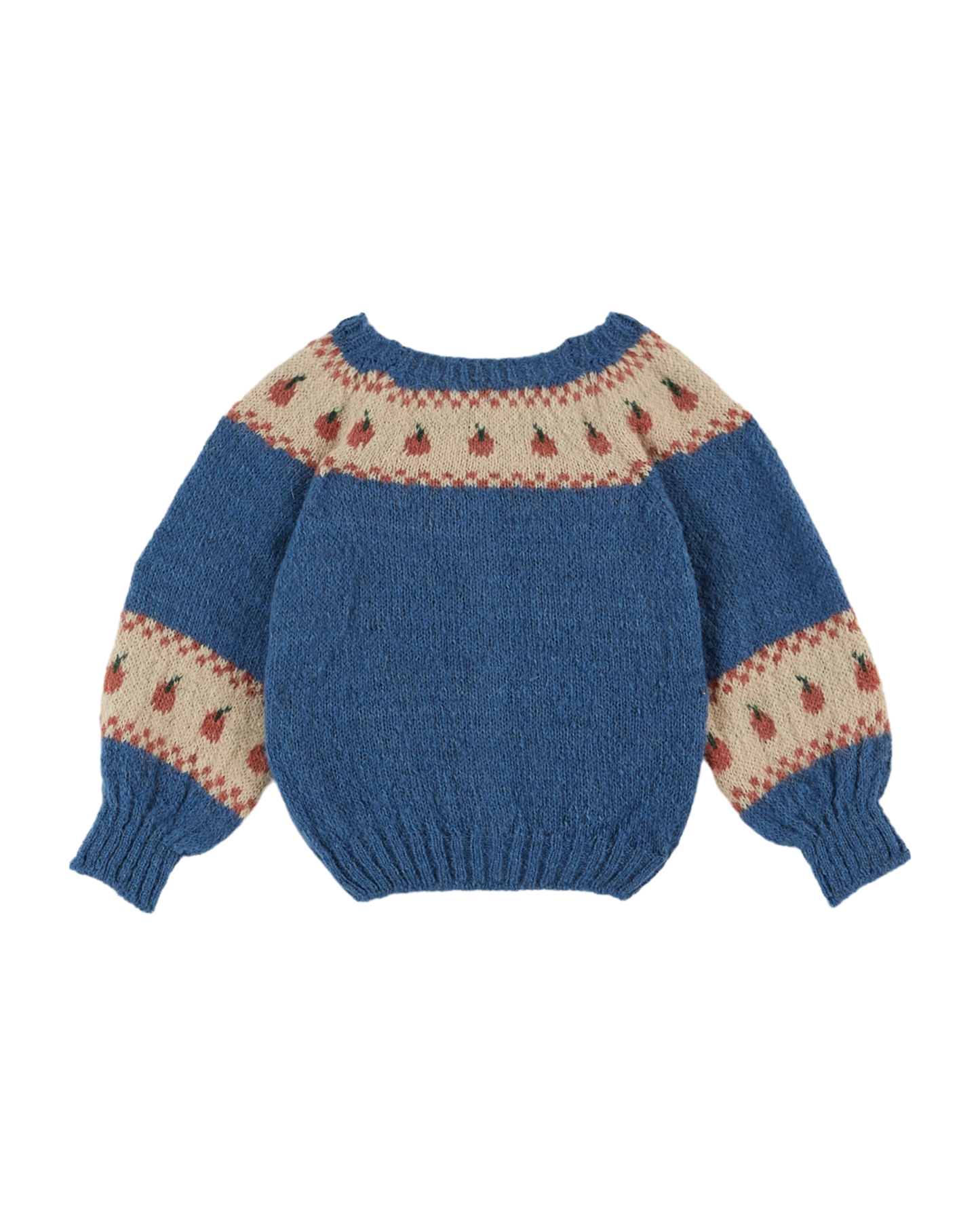 Cardigan jacquard à motifs pomme bleu