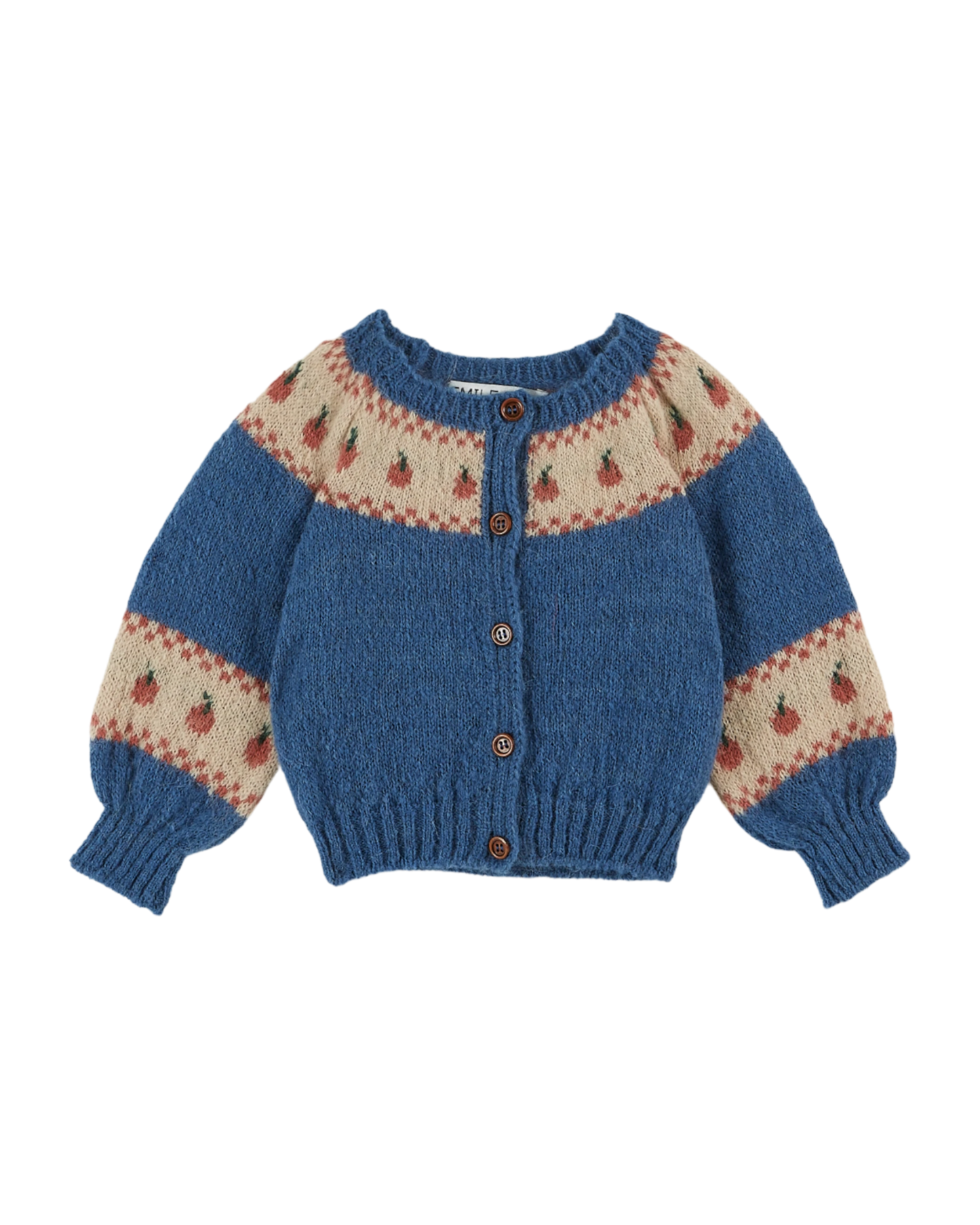 Cardigan jacquard à motifs pomme bleu