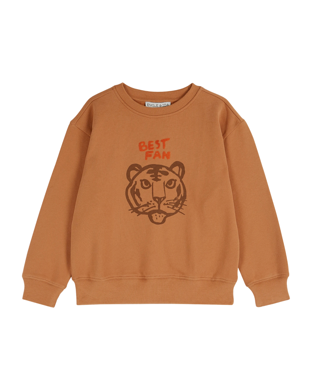 Sweat coton bio tigre orange brun
