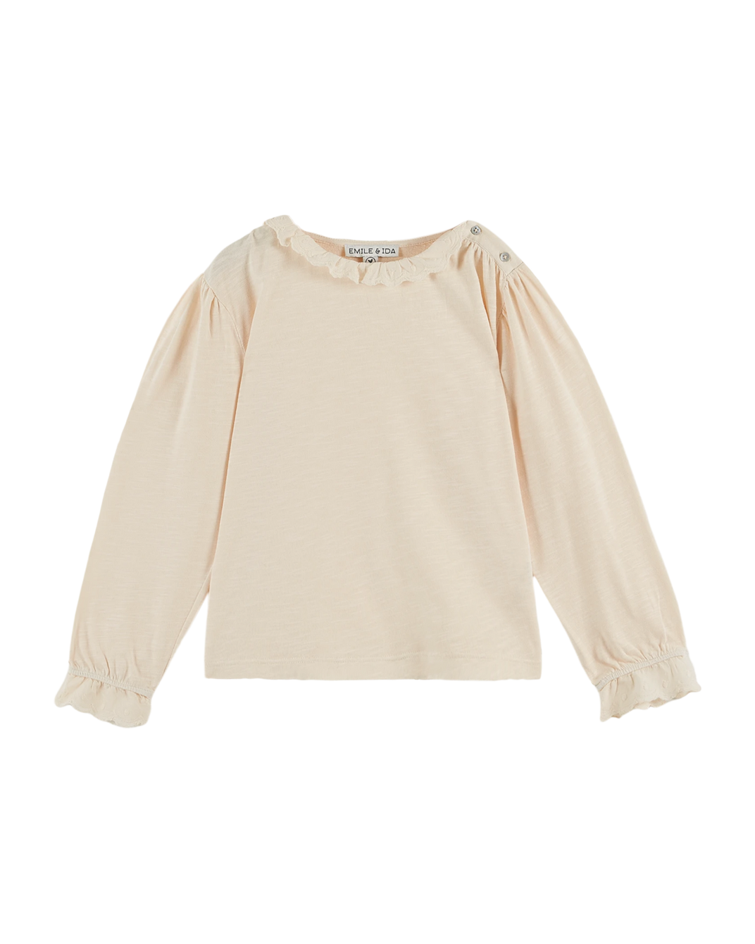 T-shirt brodé coton bio crème