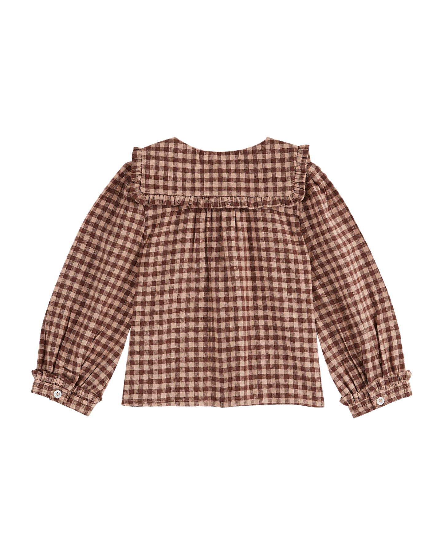 Blouse col carré vichy poudre