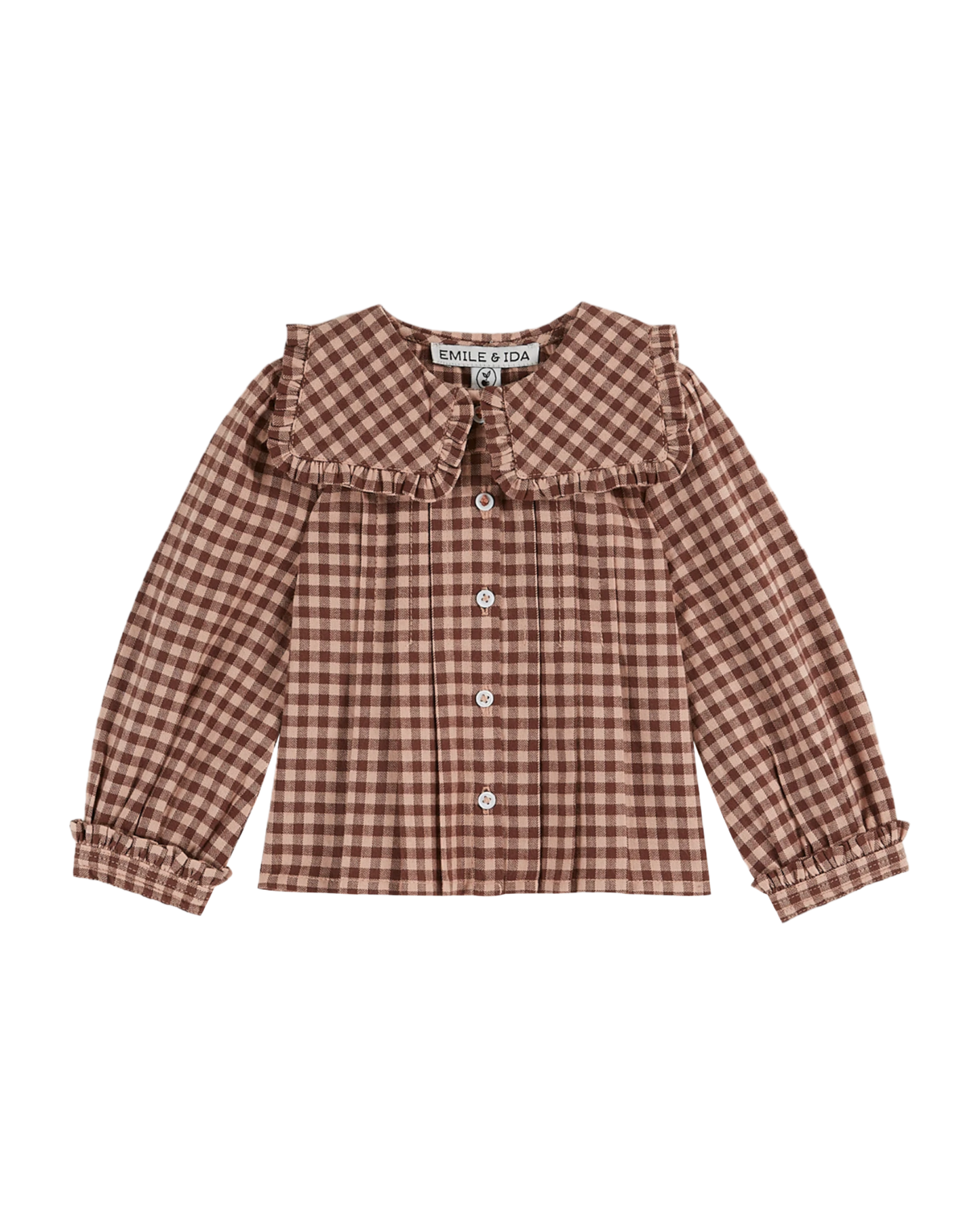 Blouse col carré vichy poudre