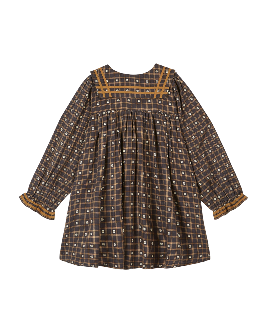 Robe col marin carreaux et fleurs noir