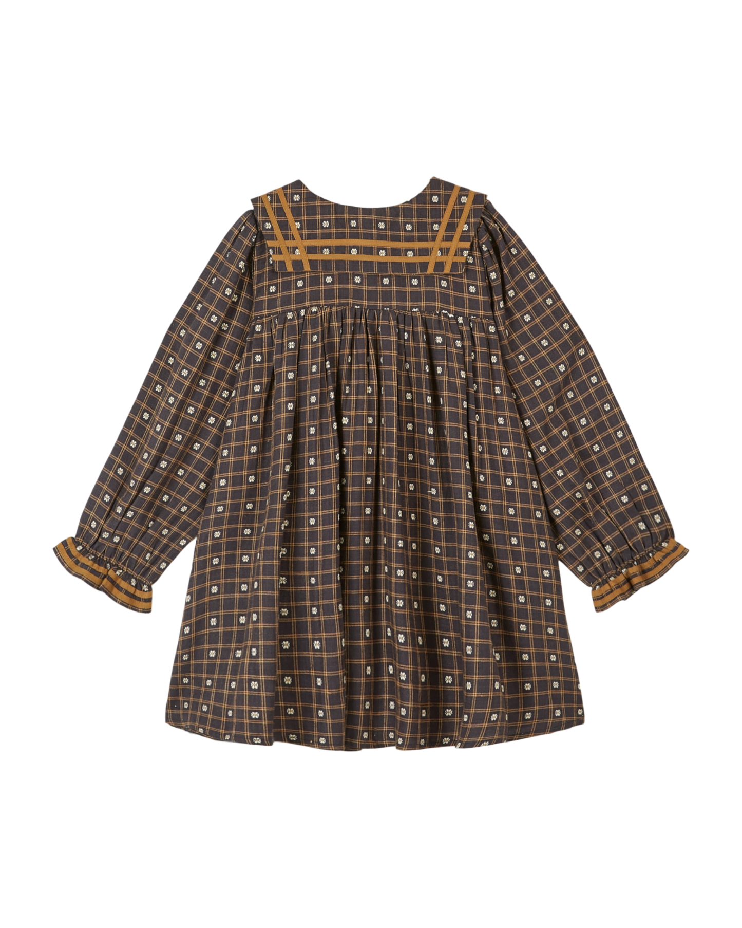 Robe col marin carreaux et fleurs noir