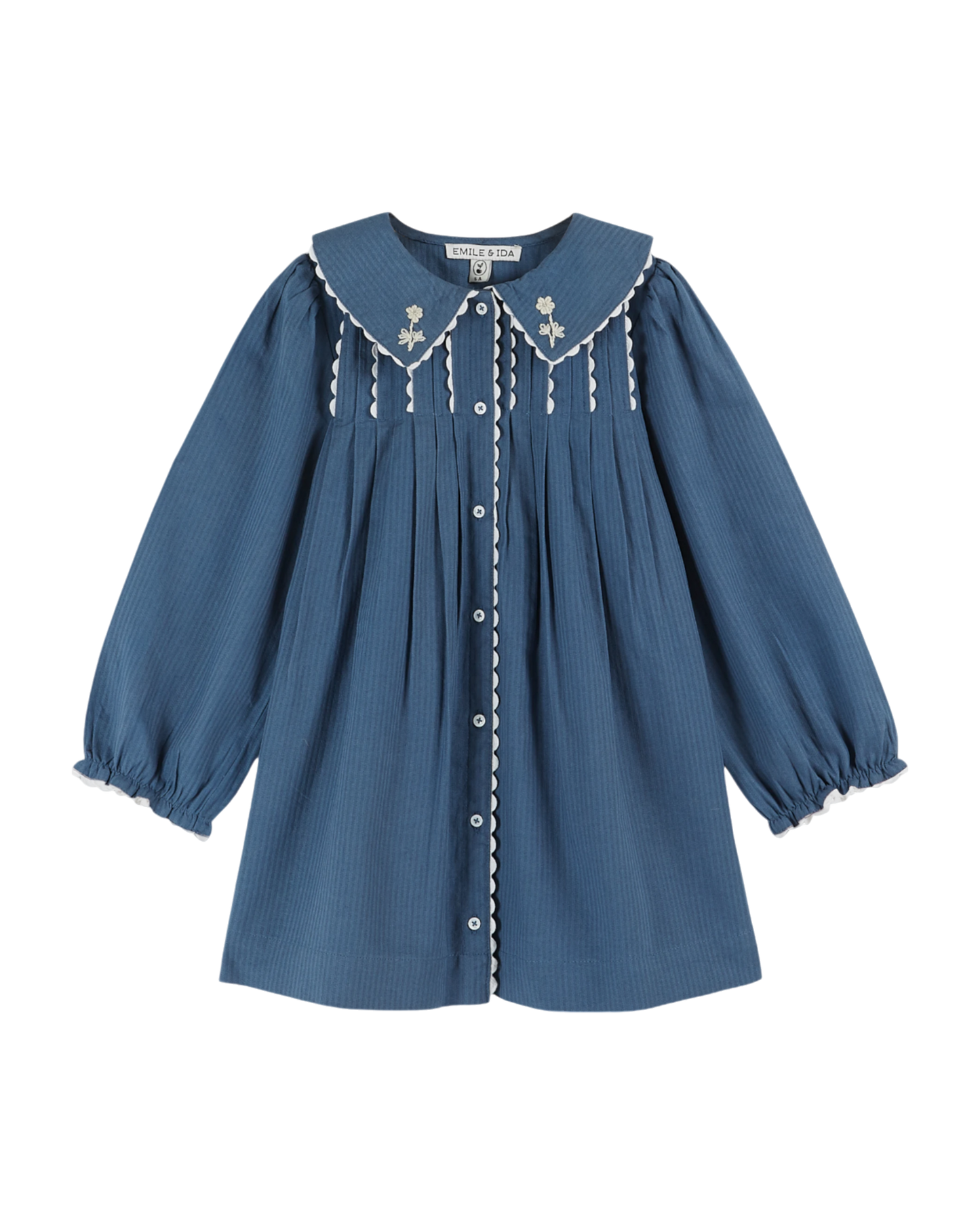 Robe vintage brodée bleu
