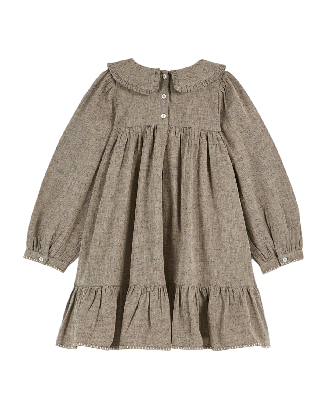 Robe vintage brodée brun chiné