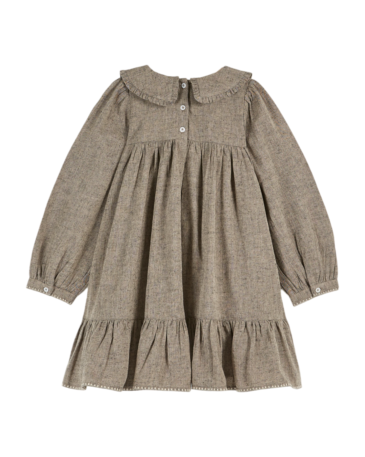 Robe vintage brodée brun chiné