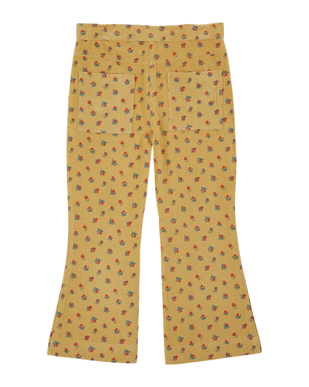 Pantalon évasé velours à fleurs jaune