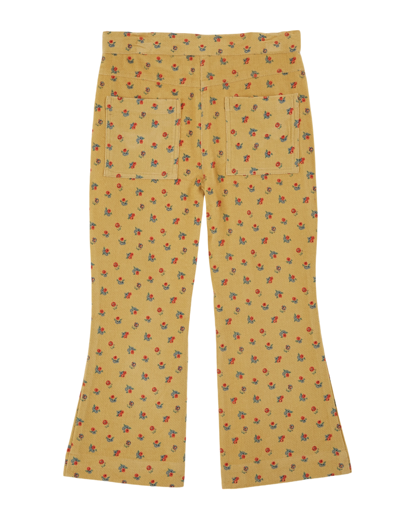 Pantalon évasé velours à fleurs jaune