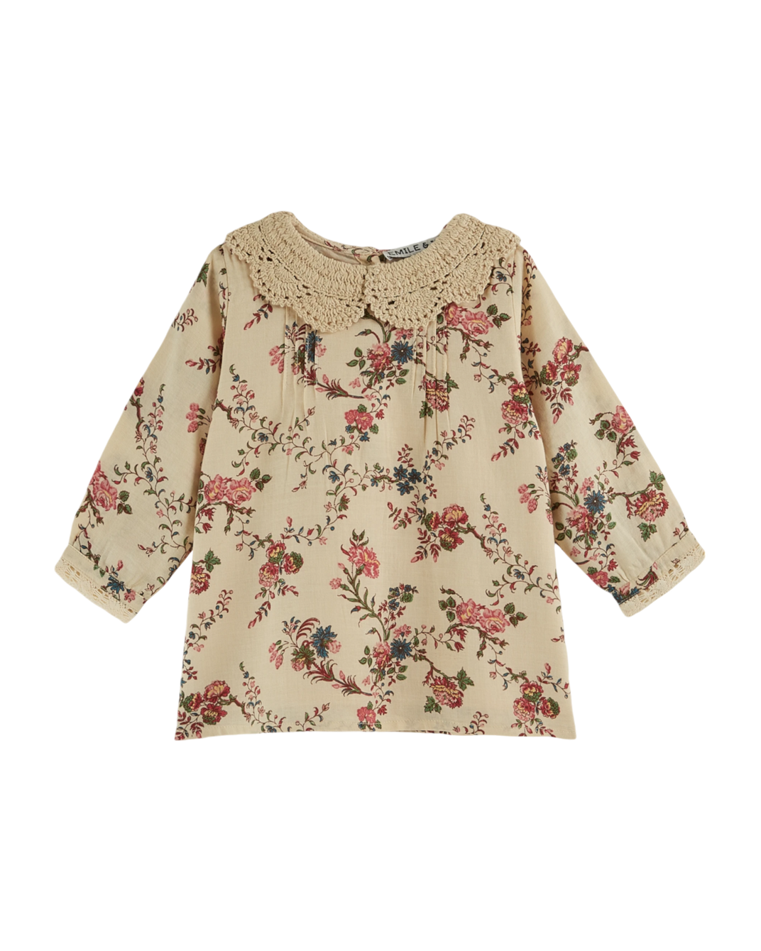 Robe bébé col brodé orchid écru