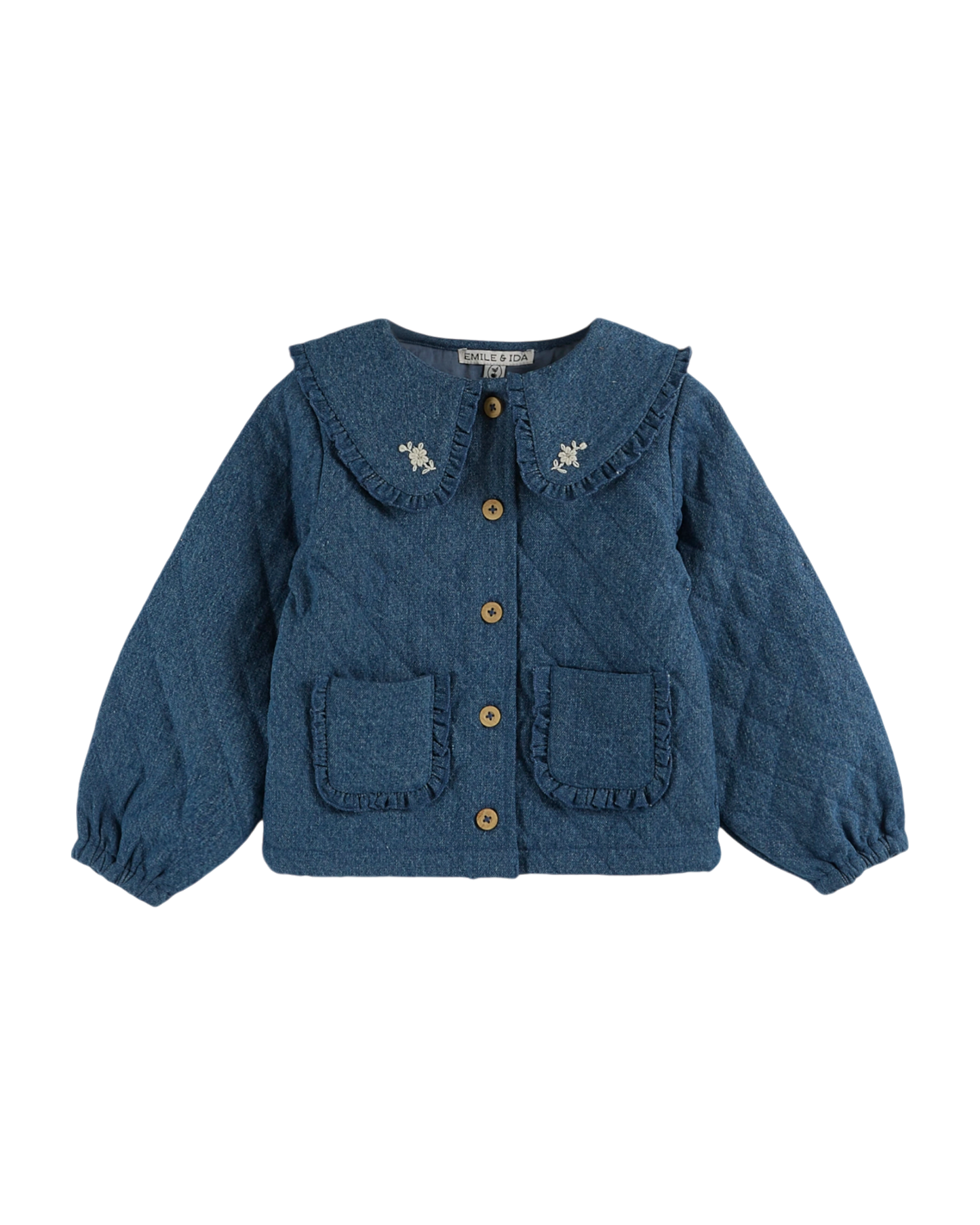 Veste matelassée brodée denim