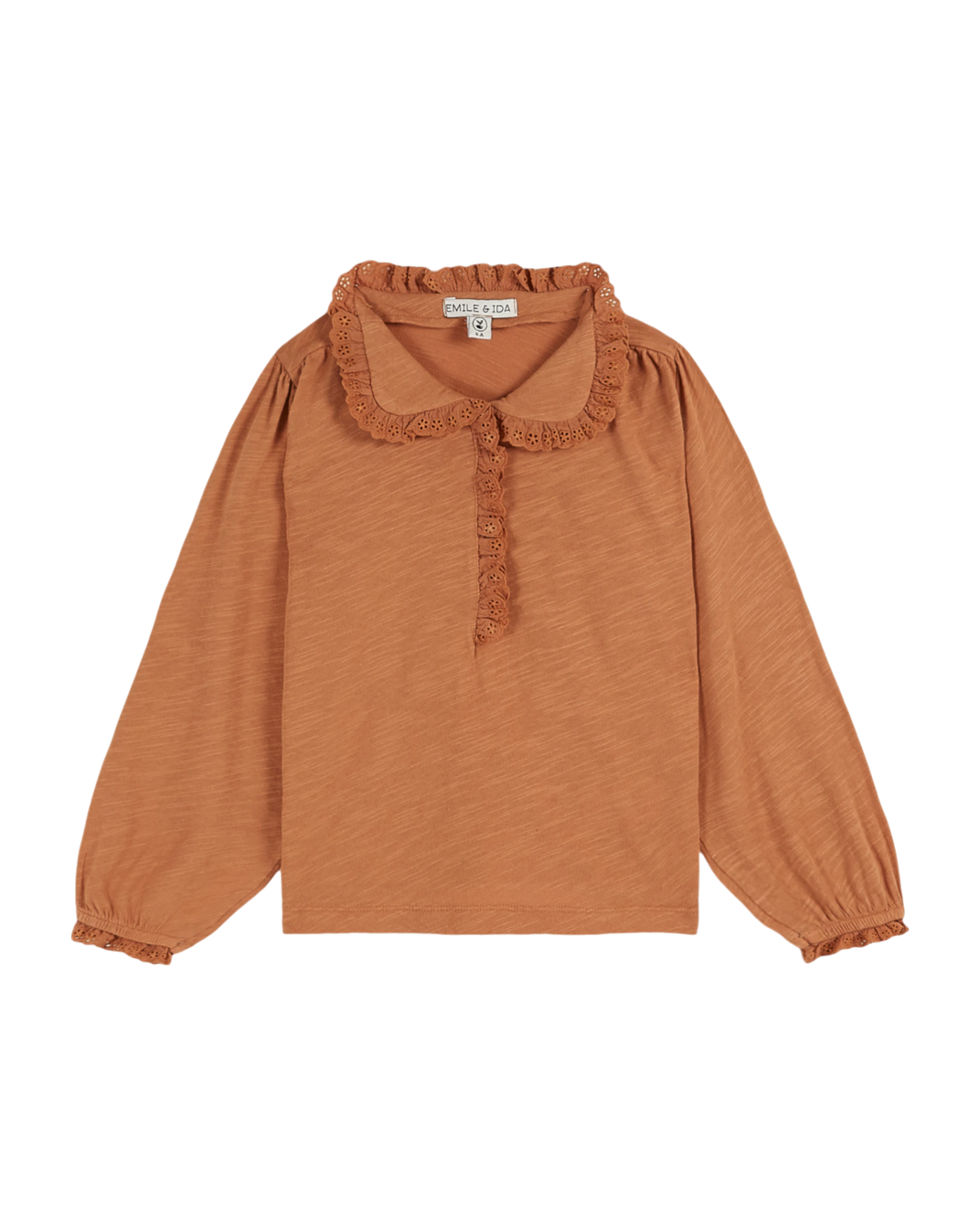 T-shirt flammé coton bio orange brun