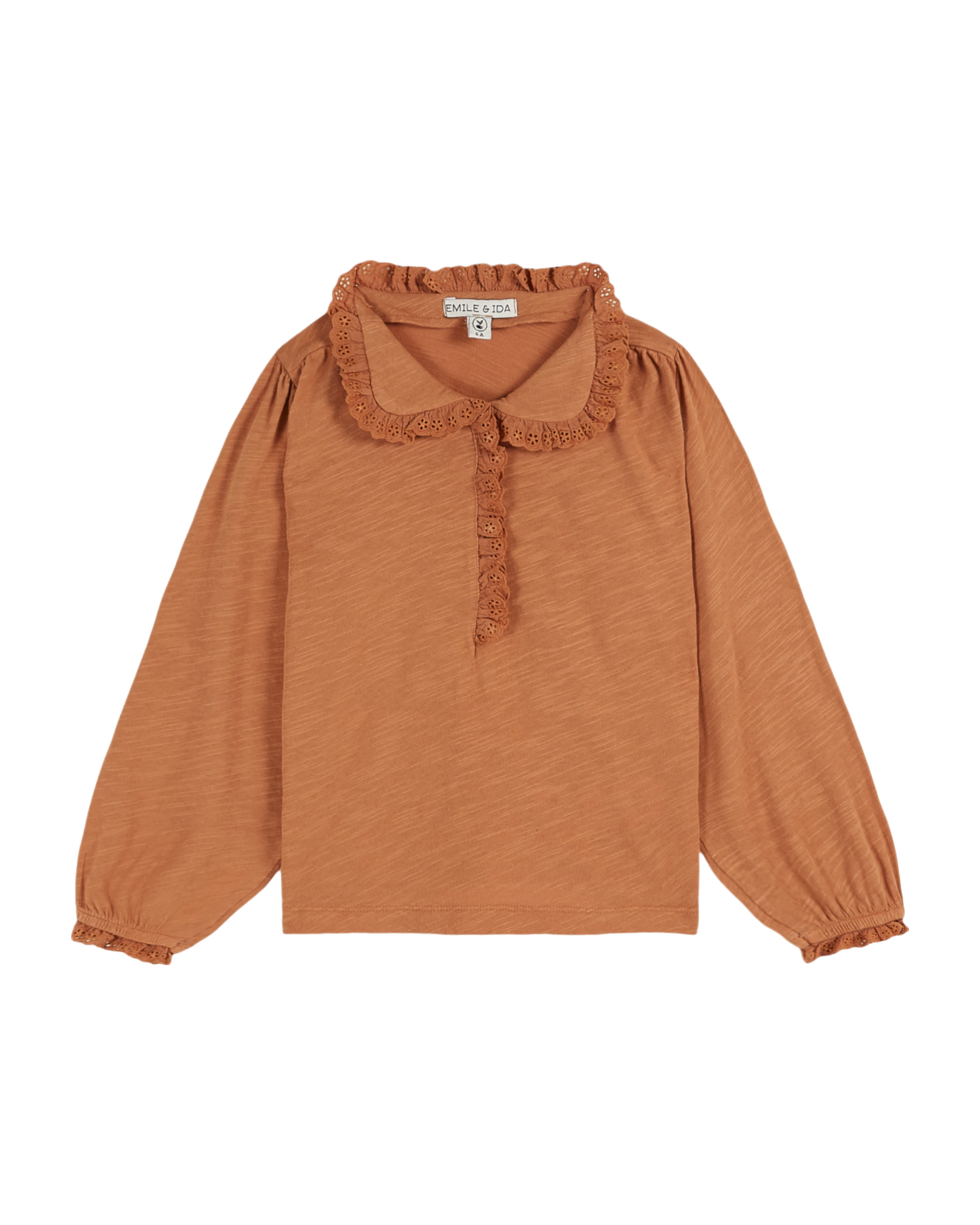 T-shirt flammé coton bio orange brun
