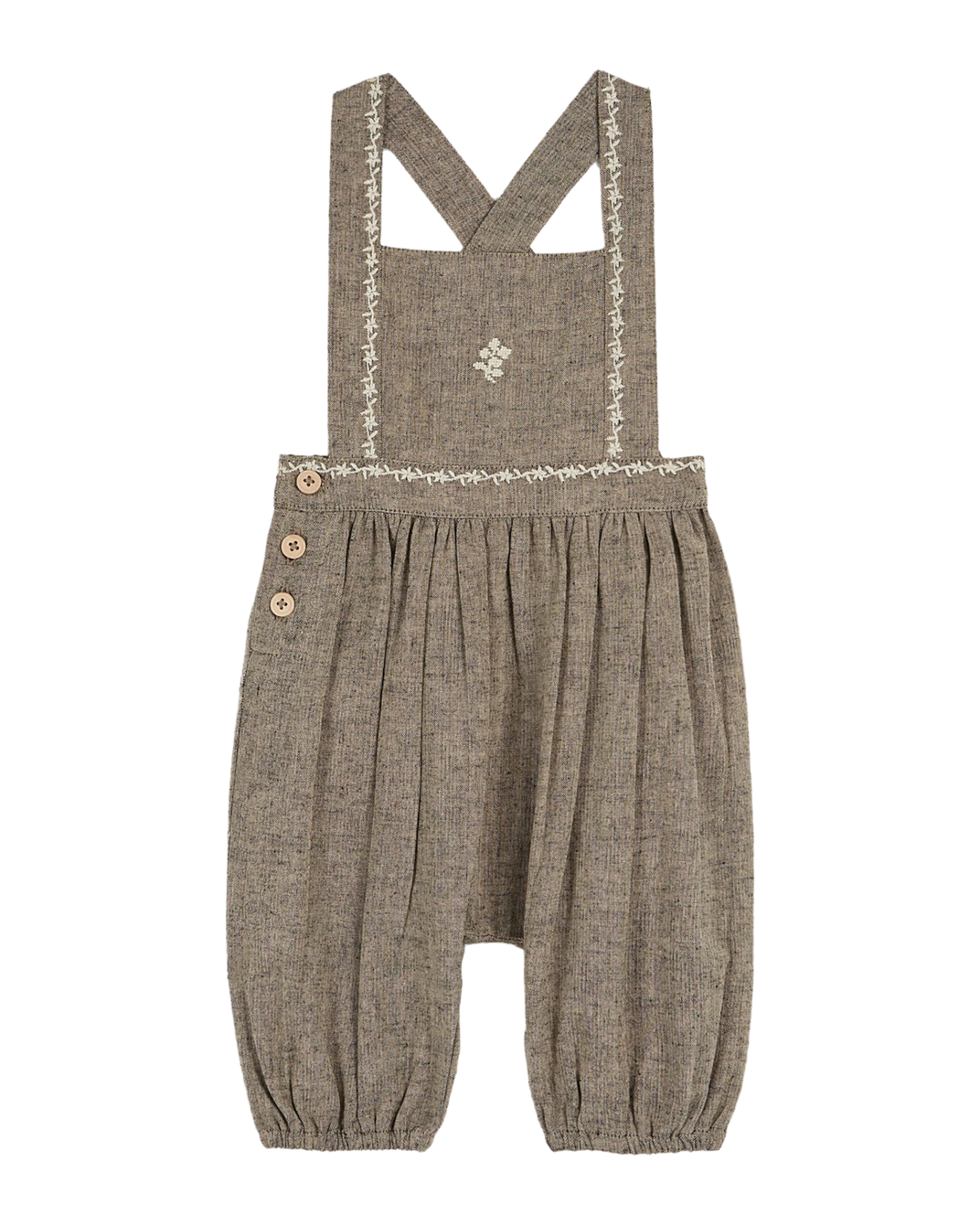 Salopette brodée brun chiné
