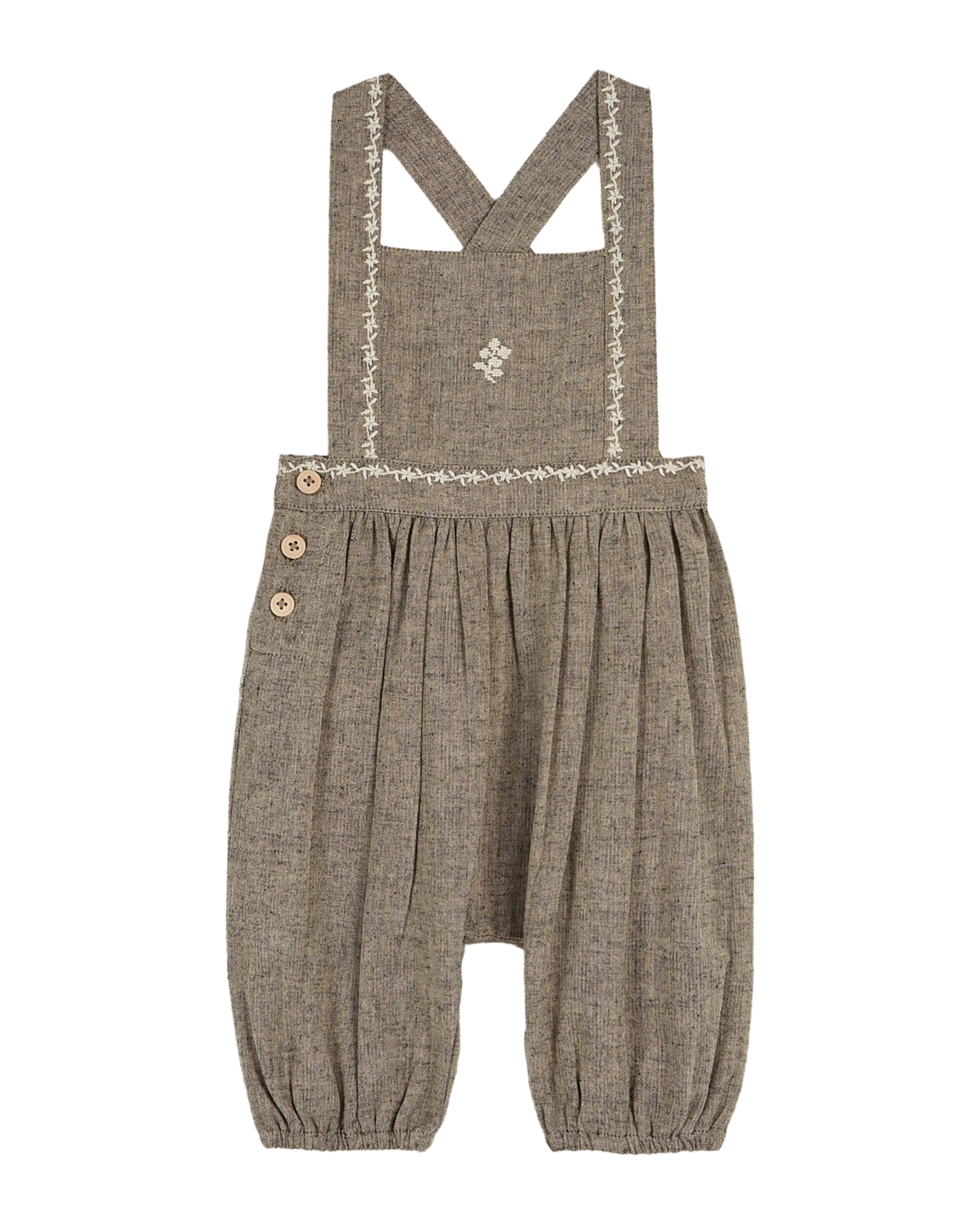 Salopette brodée brun chiné