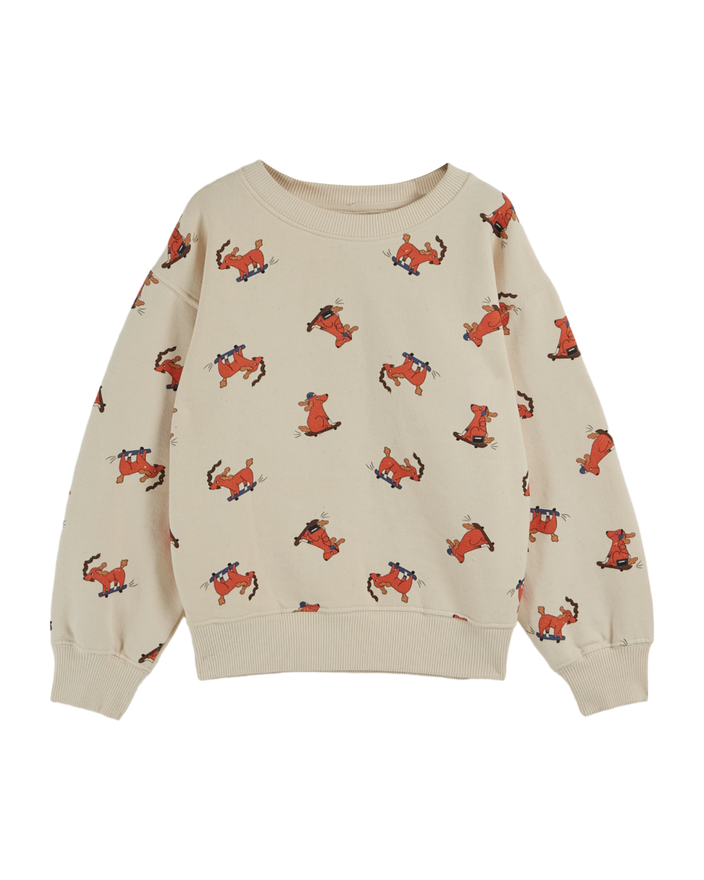 Sweat coton bio chien skateur crème