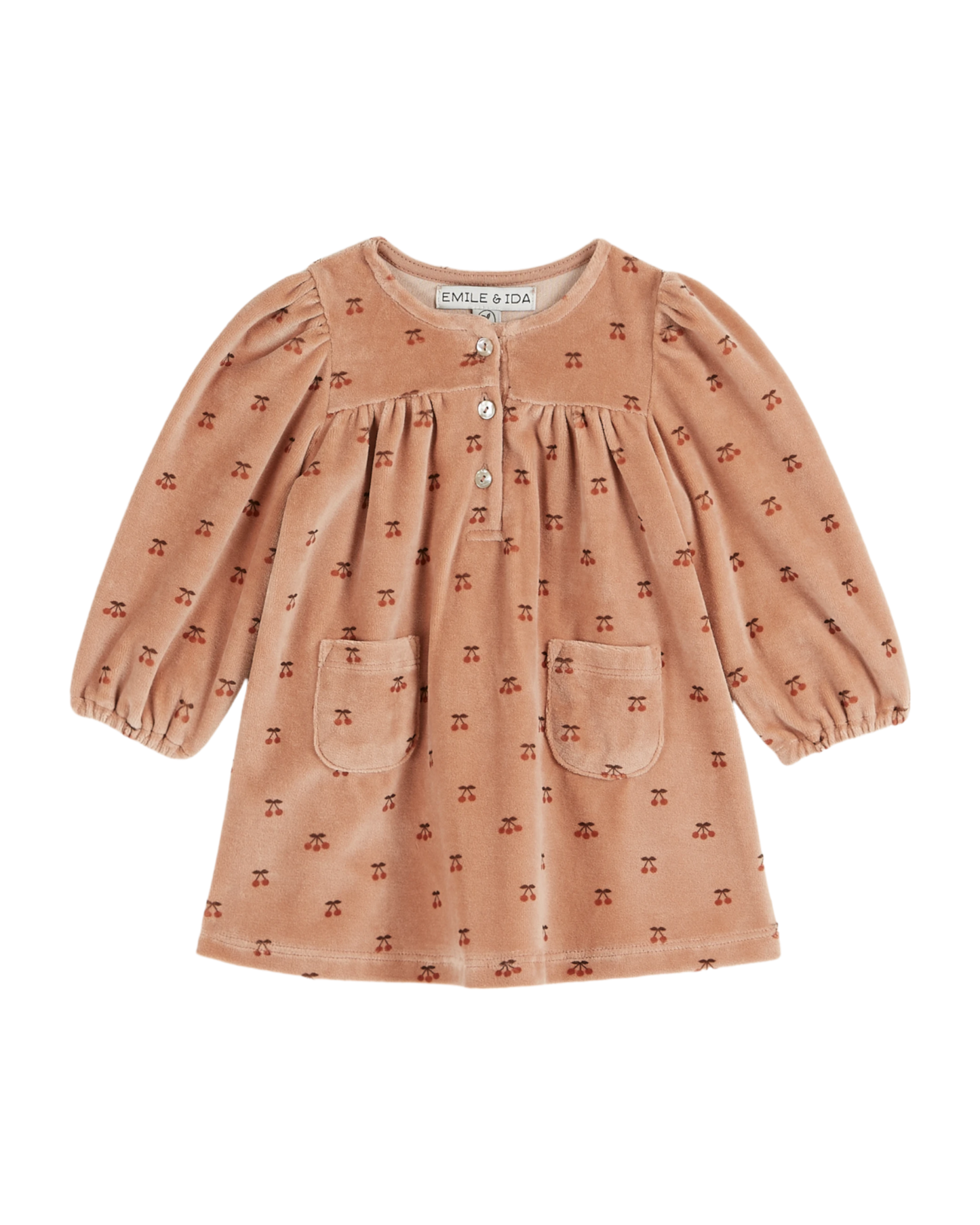 Robe velours petite cerise poudre
