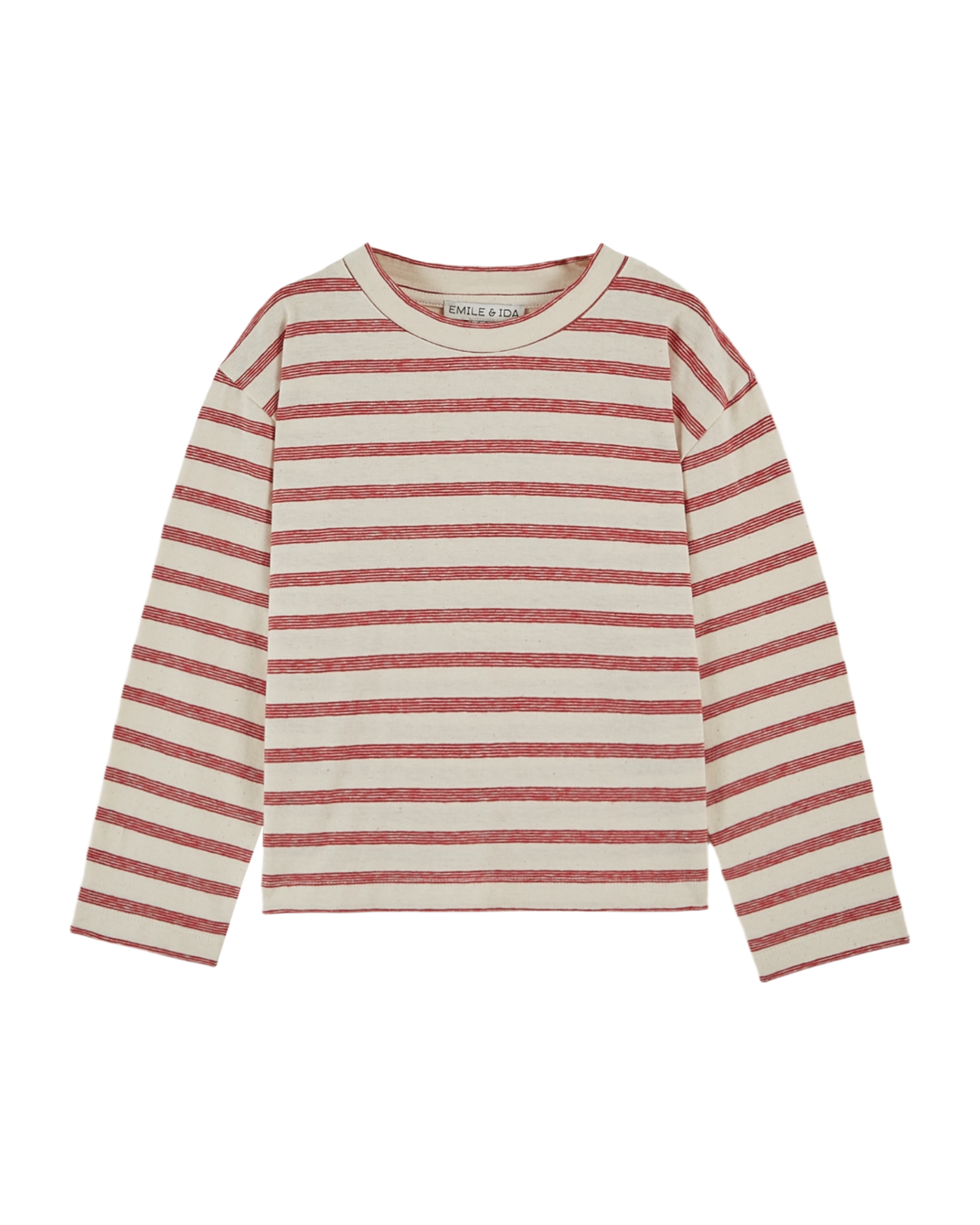 T-shirt rayures écru et rouge