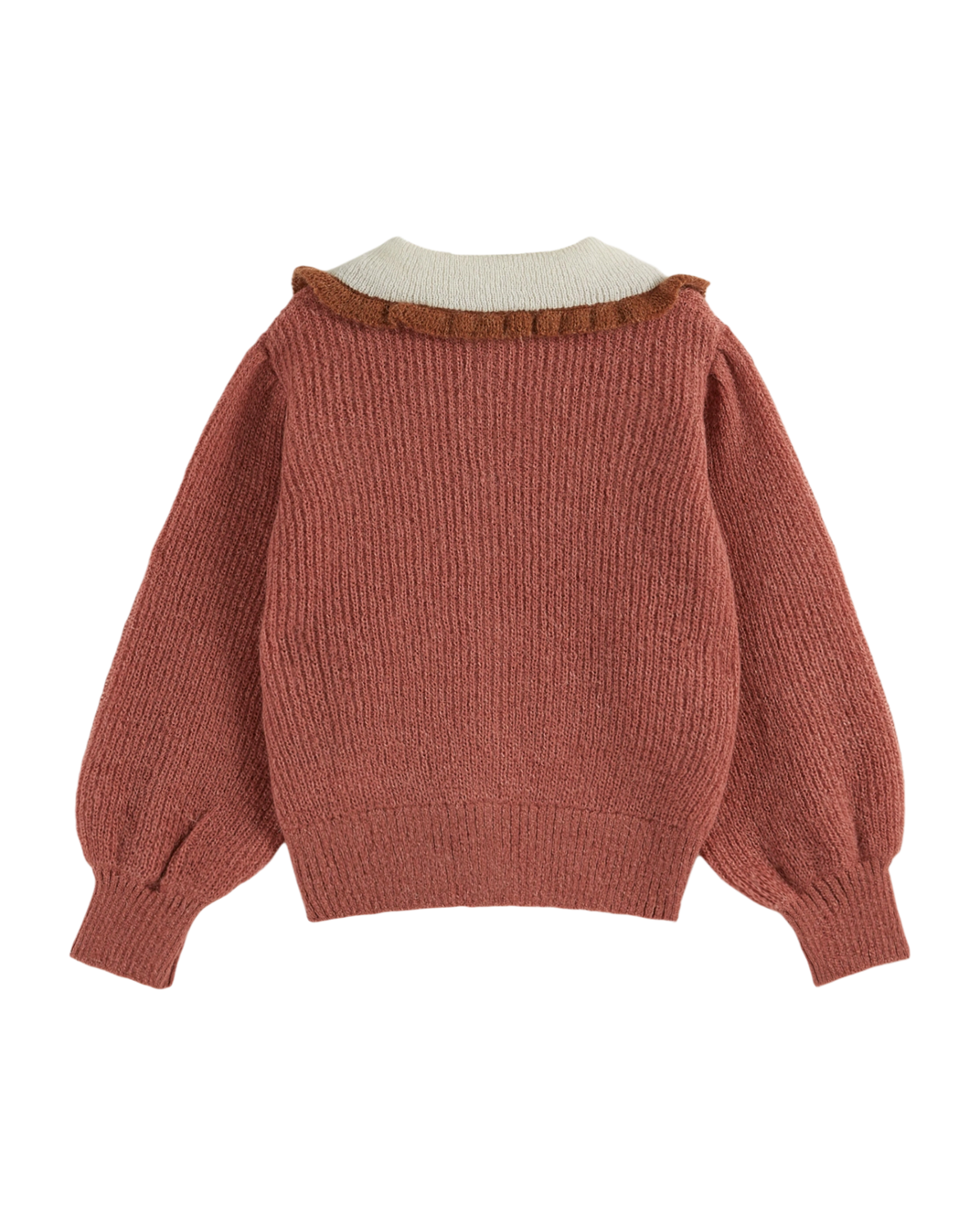 Cardigan col volanté rose