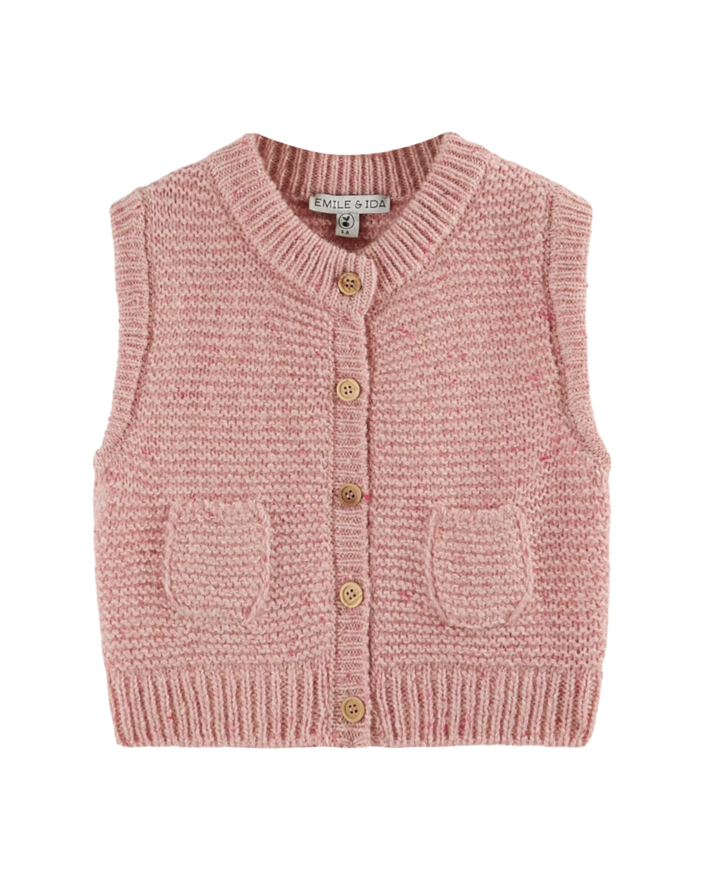 Cardigan sans manches rose pâle