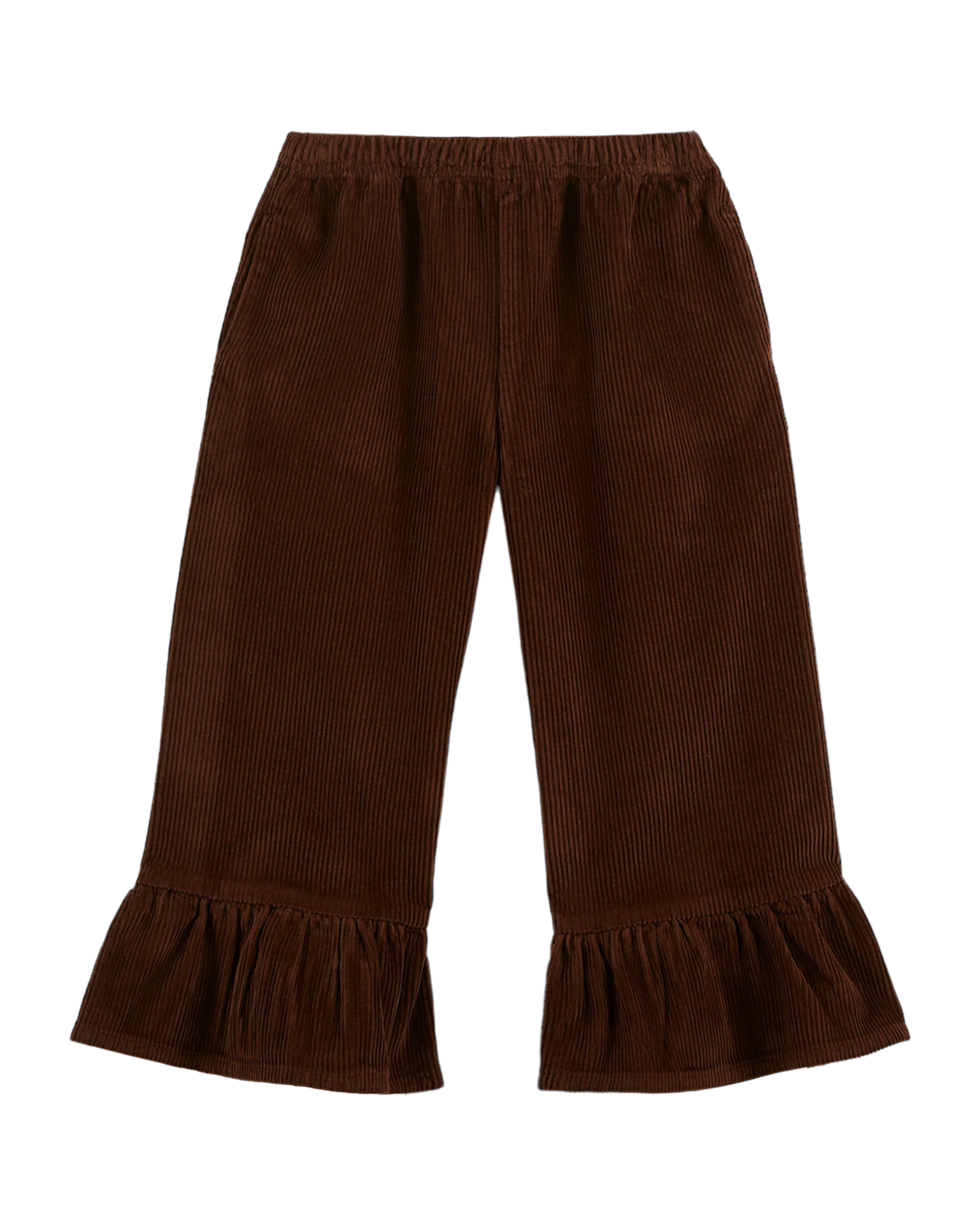 Pantalon crop velours volanté cacao