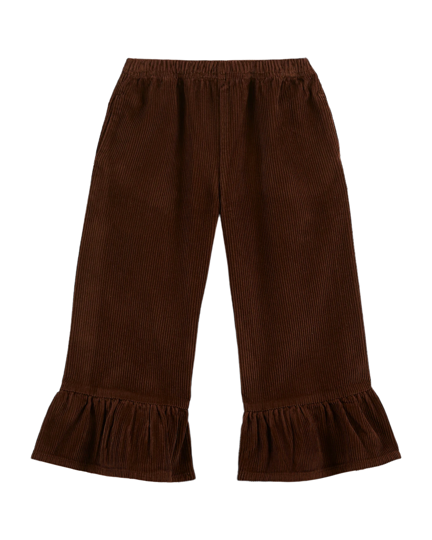 Pantalon crop velours volanté cacao