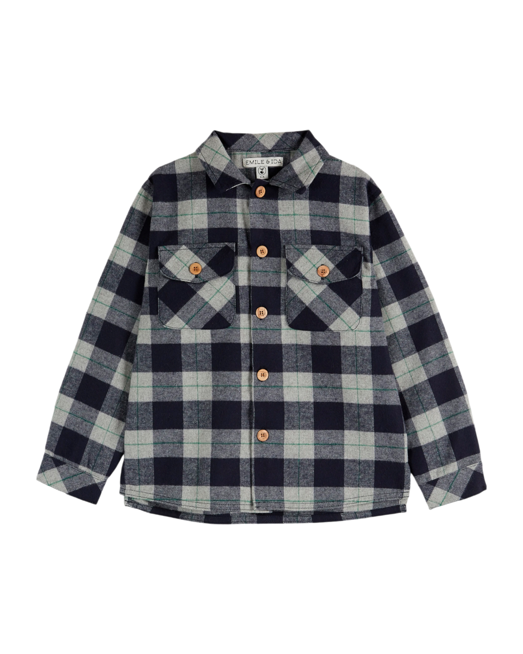 Chemise carreaux marine et gris