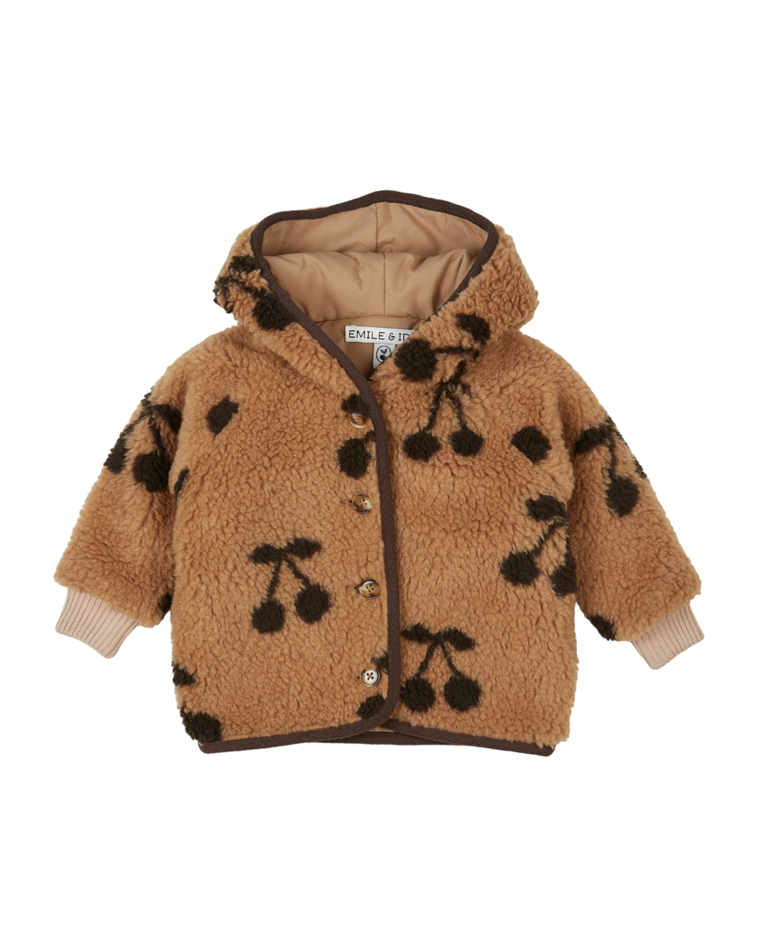 Veste à capuche sherpa cerises caramel