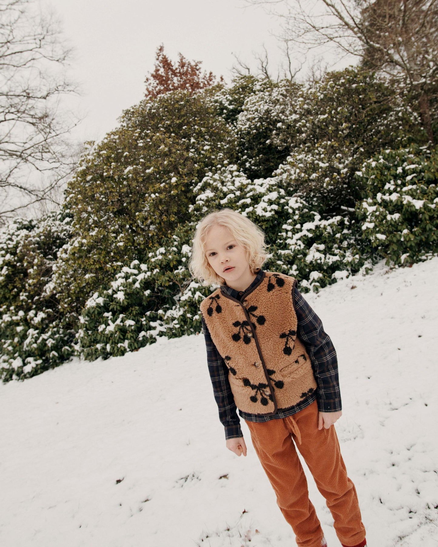 Veste sans manches enfant sherpa caramel