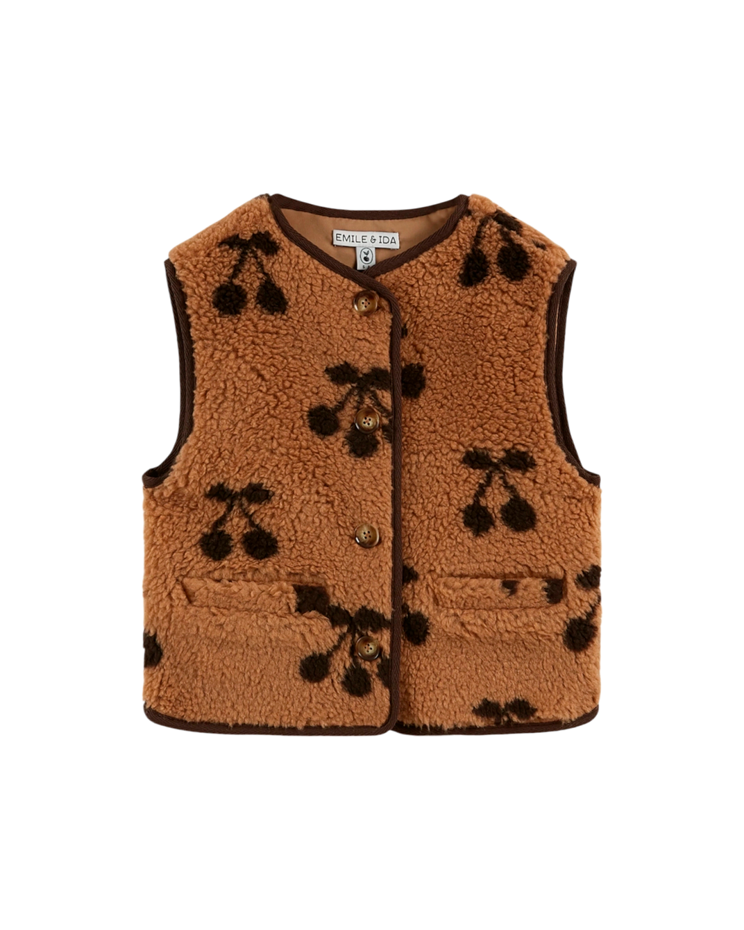 Veste sans manches enfant sherpa caramel