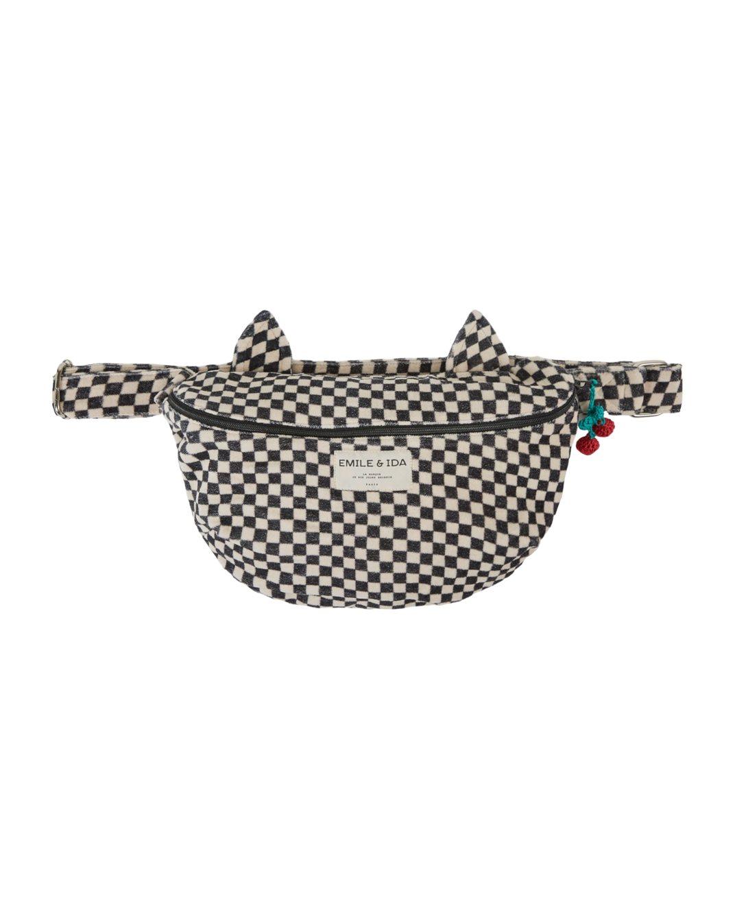 Sac banane chat velours damier