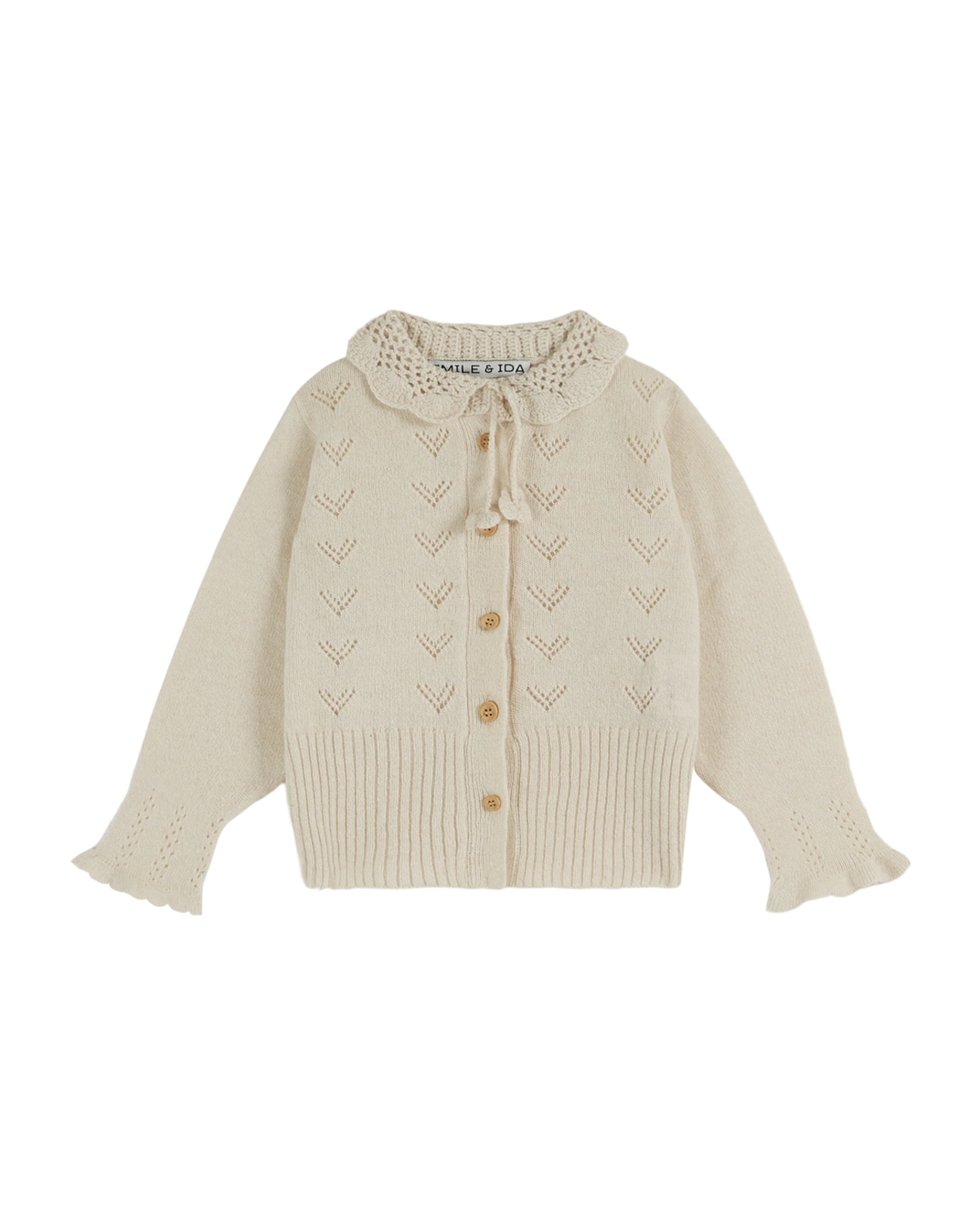 Cardigan col crochet écru