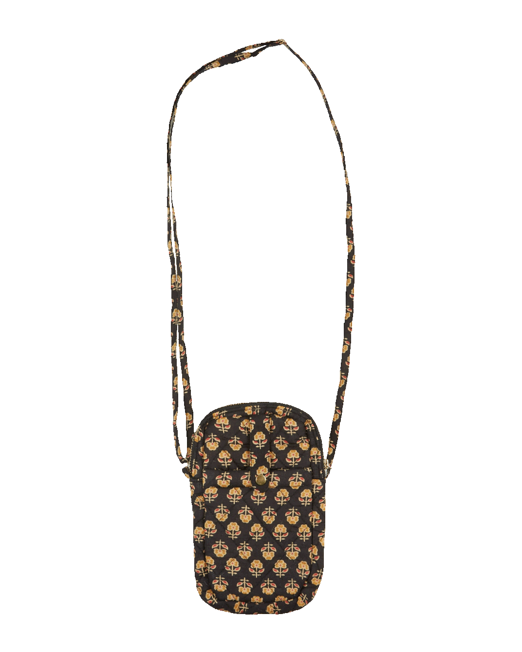 Pochette téléphone à fleurs noir