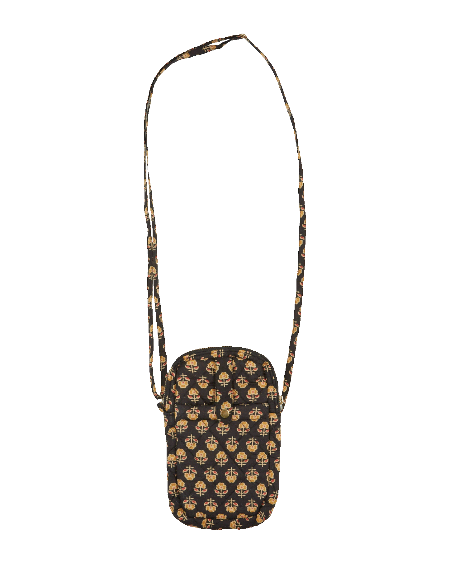 Pochette téléphone à fleurs noir