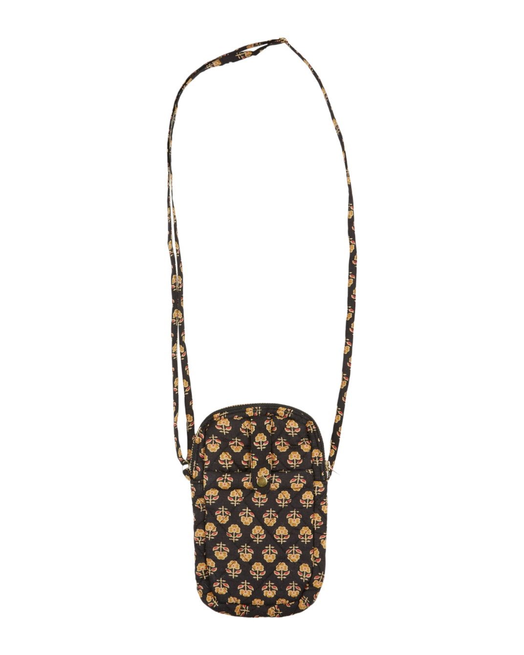Pochette téléphone à fleurs noir