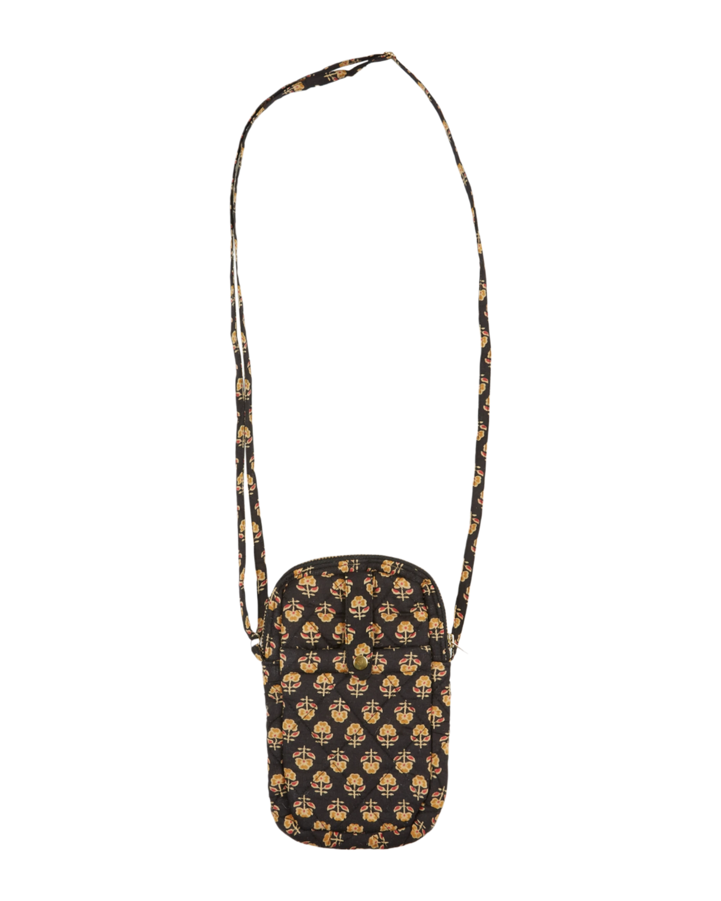 Pochette téléphone à fleurs noir