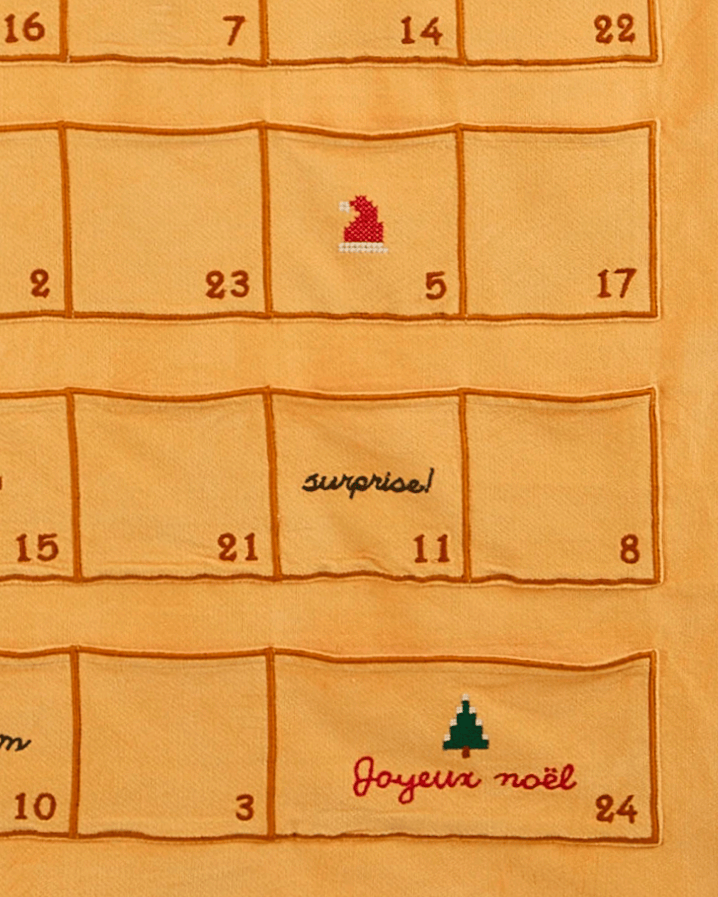 Calendrier de l'avent velours sable