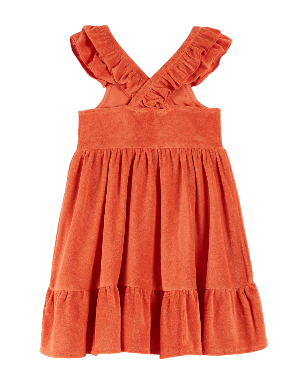 Orange ruffled terry cloth dress