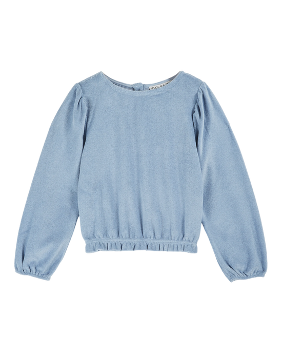 emile et ida Sweat éponge élastiqué bleu clair