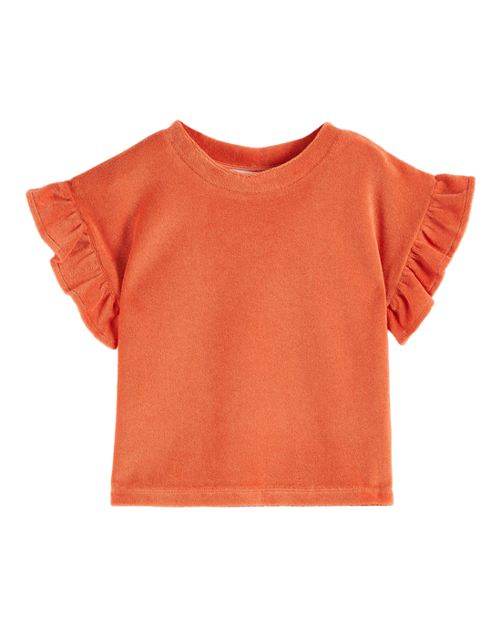 emile et ida T-shirt éponge volanté orange