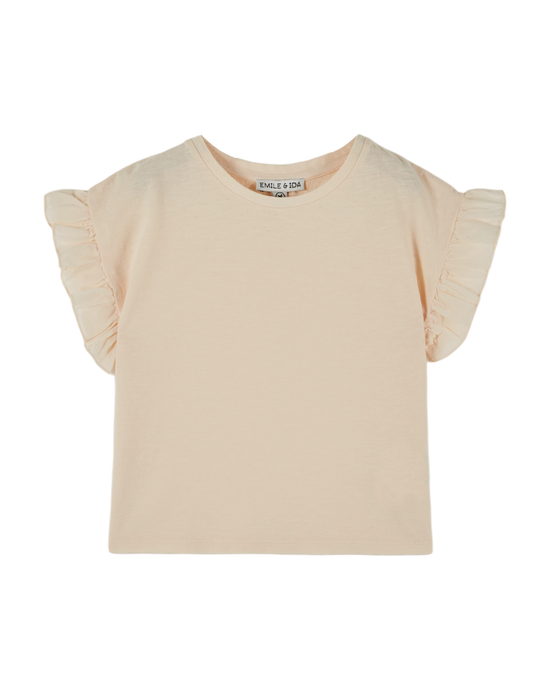 emile et ida T-shirt coton et teinture bio volanté crème