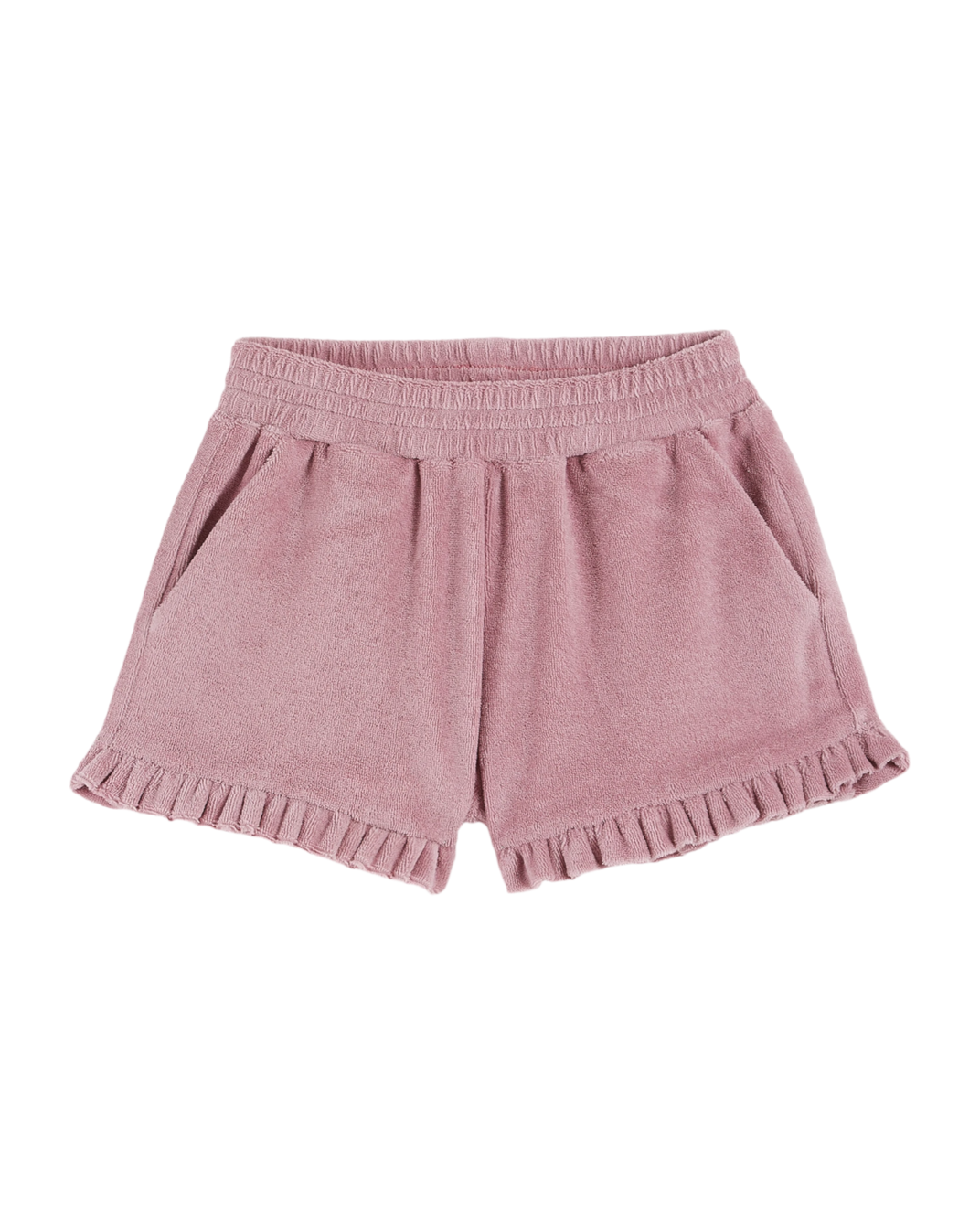 Lilac ruffled terry shorts