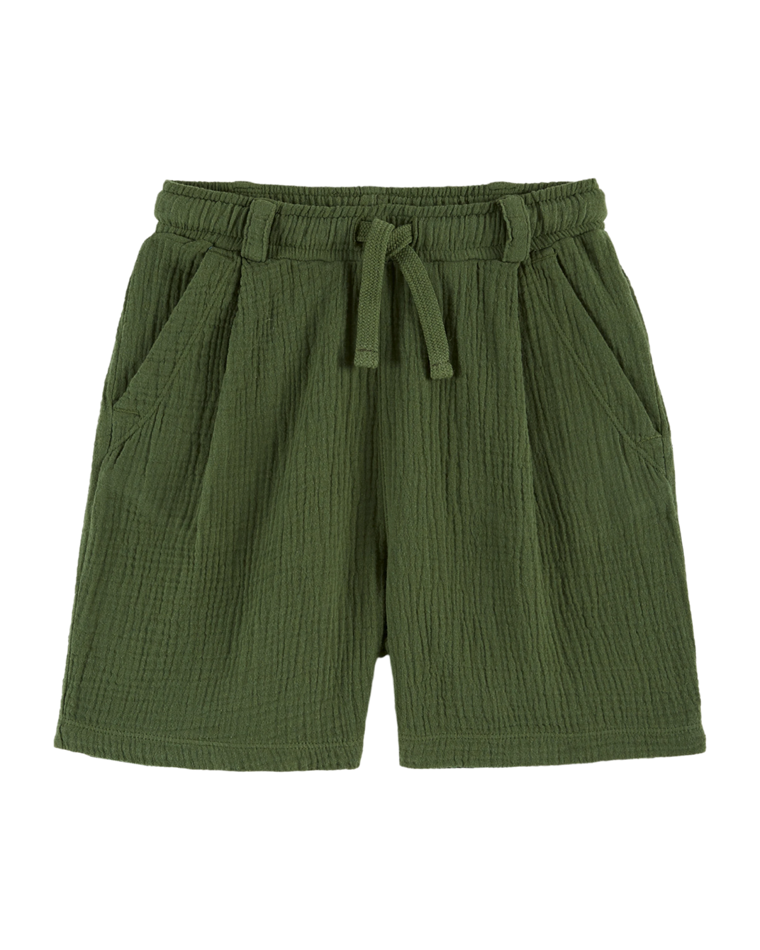 Dark green cotton gauze Bermuda shorts
