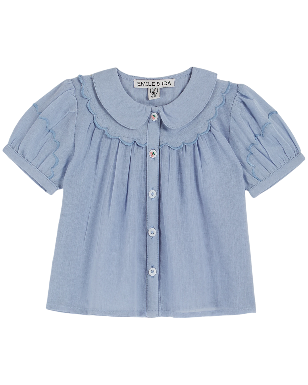 Scalloped foam blouse