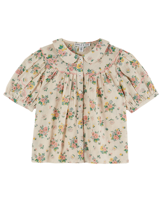 emile et ida Blouse festonnée printemps rose