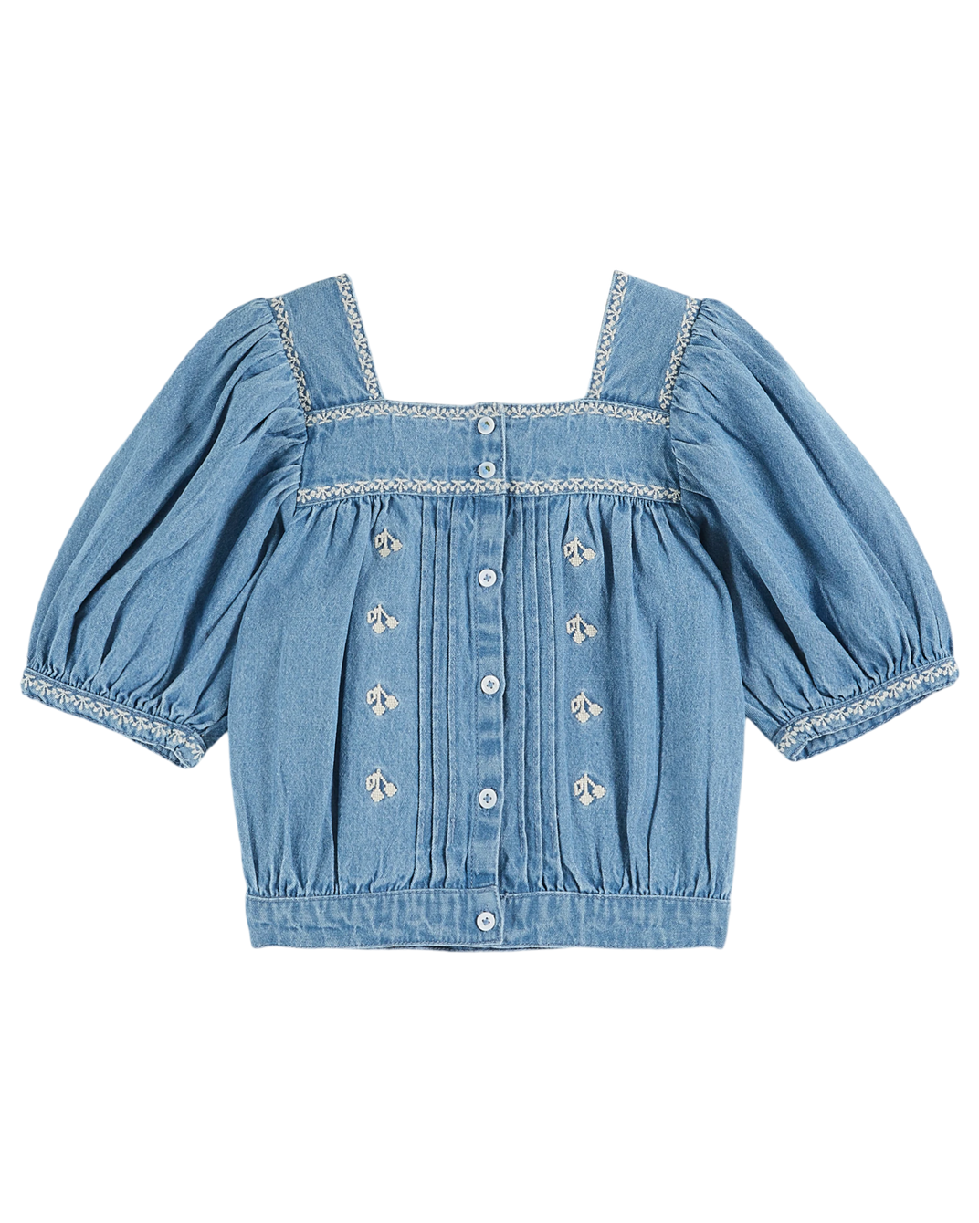 Chambray embroidered blouse