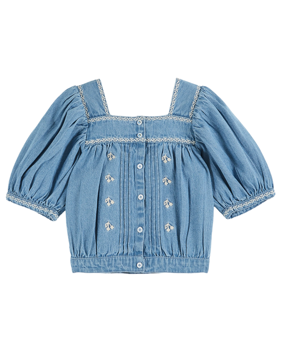 emile et ida Blouse brodée chambray