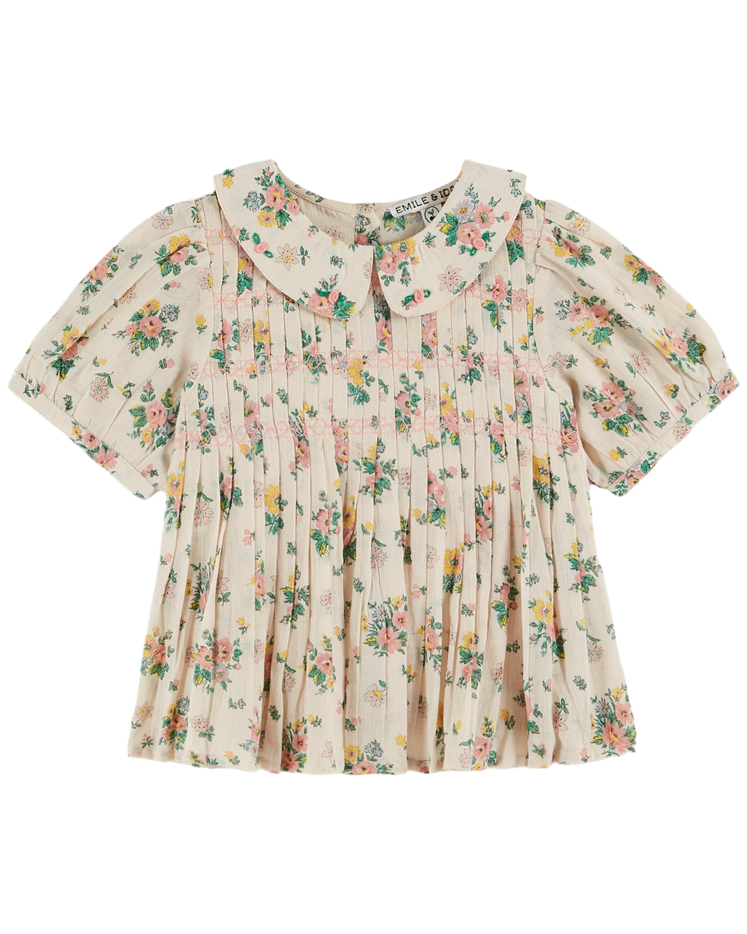 Pink spring smocked blouse