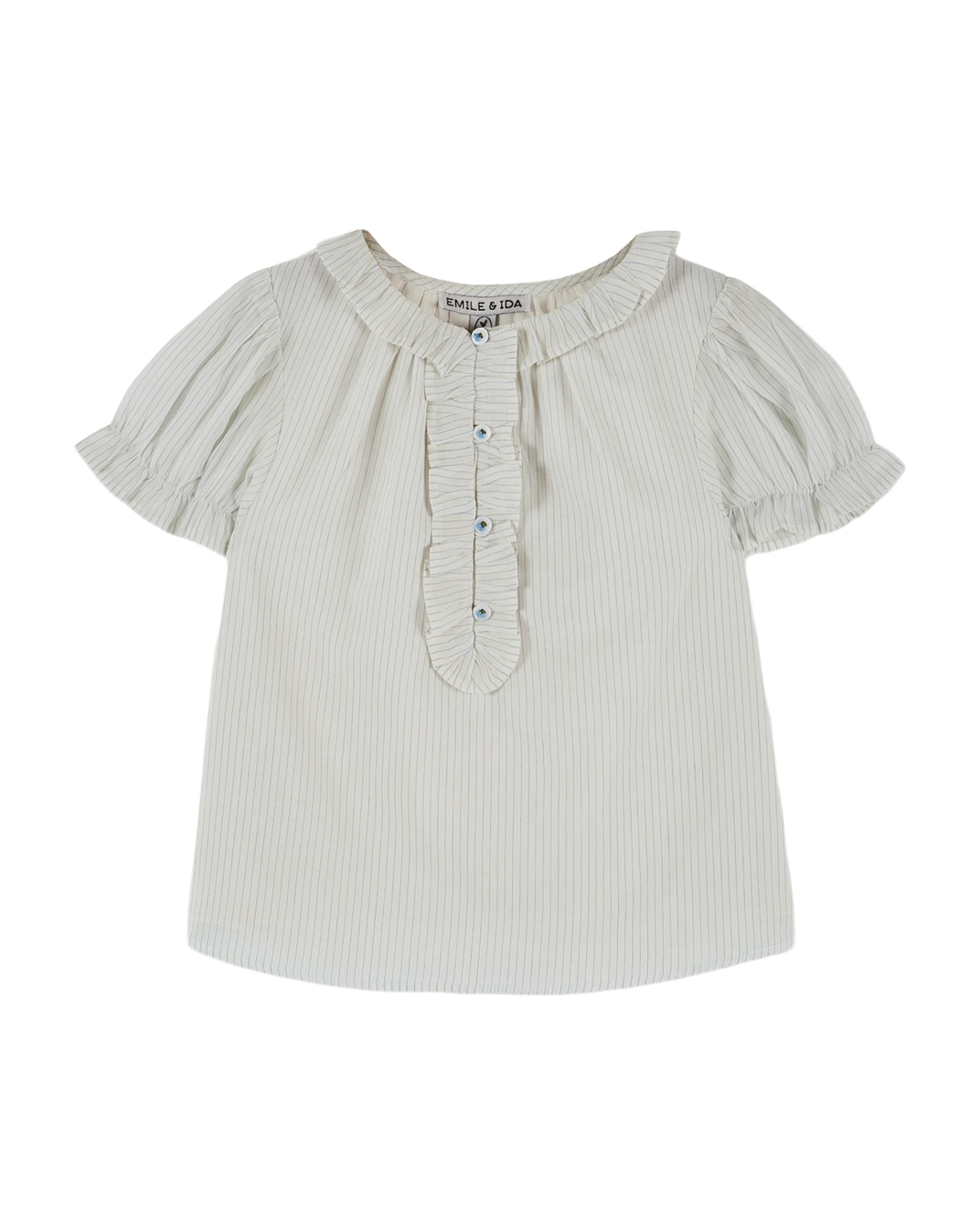 Blouse - volants rayures ciel
